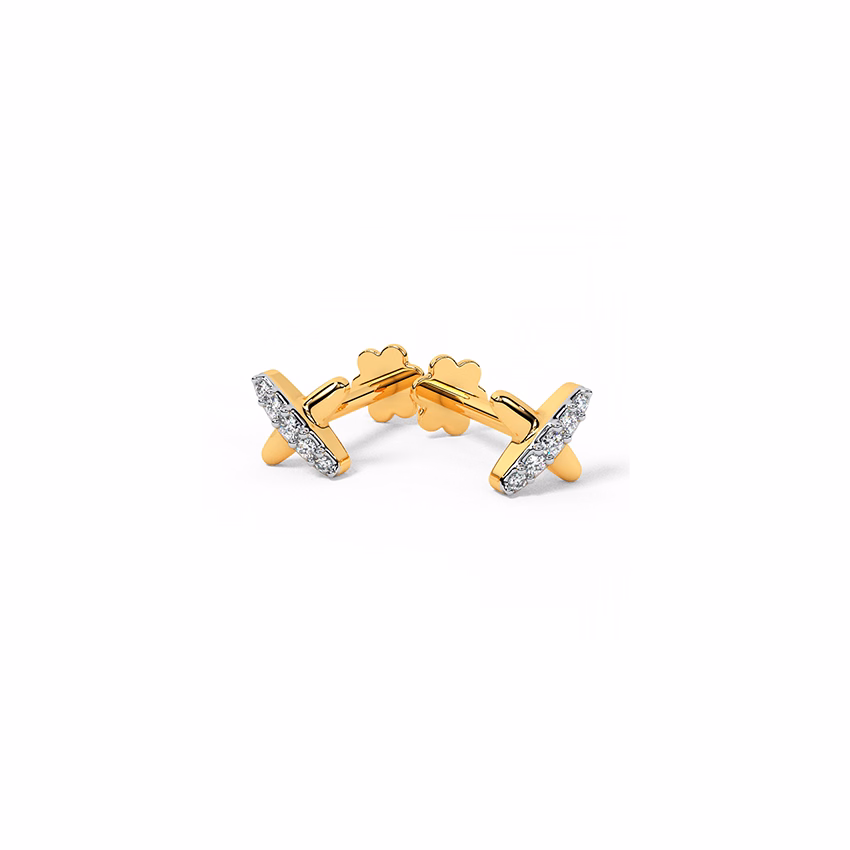 Diamond Earrings 14 Karat Yellow Gold Divine Multipierce Diamond Stud Earrings