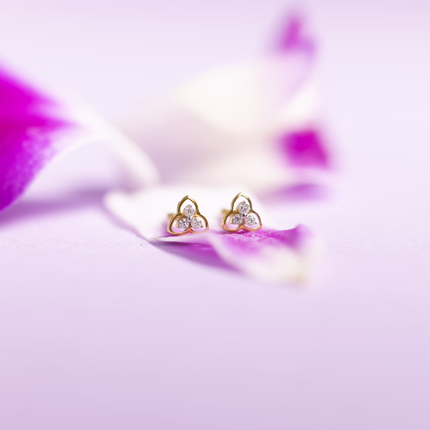 Diamond Earrings 14 Karat Yellow Gold Fairy Multipierce Diamond Stud Earrings