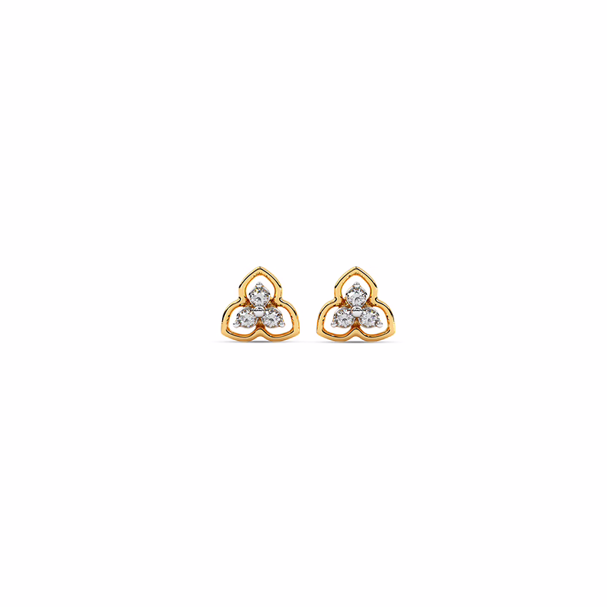 Diamond Earrings 14 Karat Yellow Gold Fairy Multipierce Diamond Stud Earrings