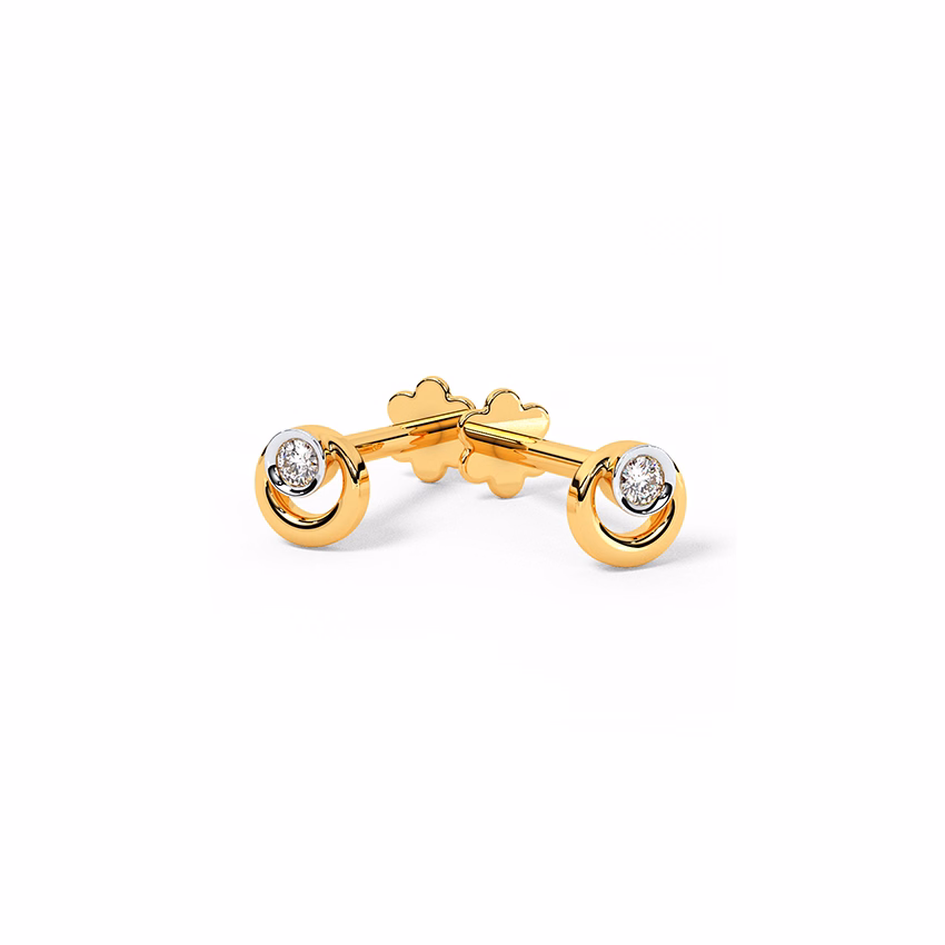 Diamond Earrings 18 Karat Yellow Gold Classic Multipierce Diamond Stud Earrings