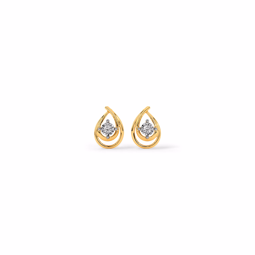 Diamond Earrings 14 Karat Yellow Gold Dual Pear Diamond Stud Earrings