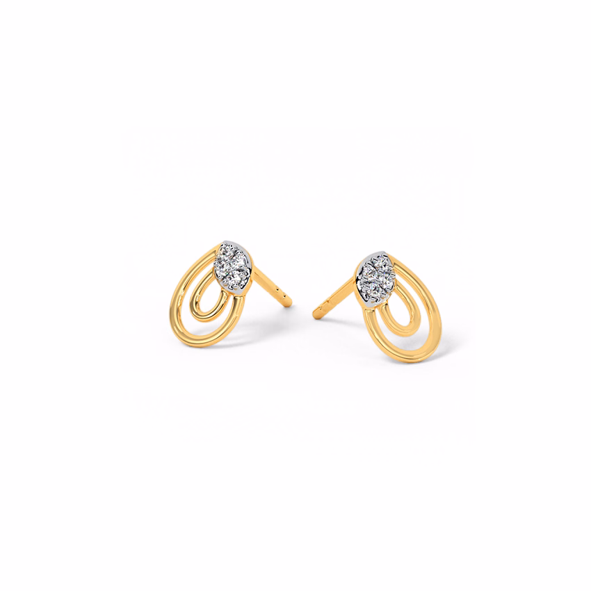 Diamond Earrings 9 Karat Yellow Gold Orchard Diamond Stud Earrings