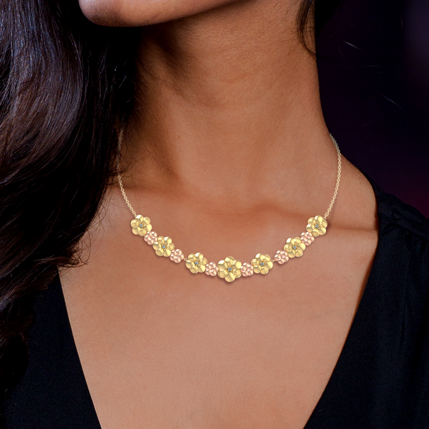 Diamond Necklaces 18 Karat Yellow Gold Entwined Bloom Diamond Necklace