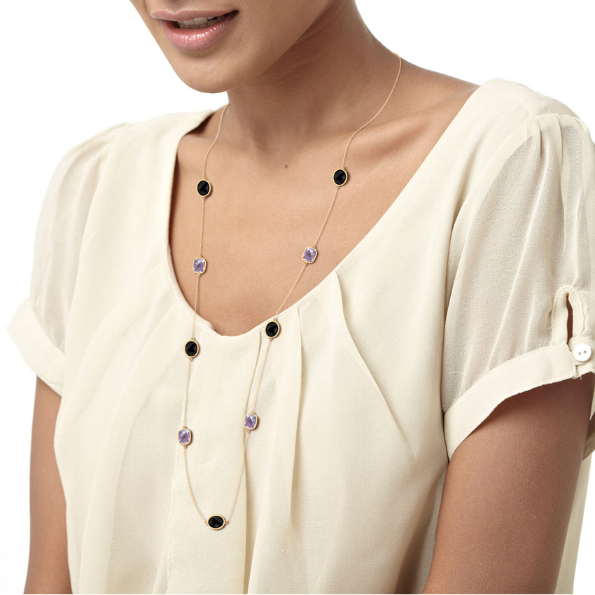 Gemstone Necklaces 18 Karat Yellow Gold Classy Gemstone Necklace