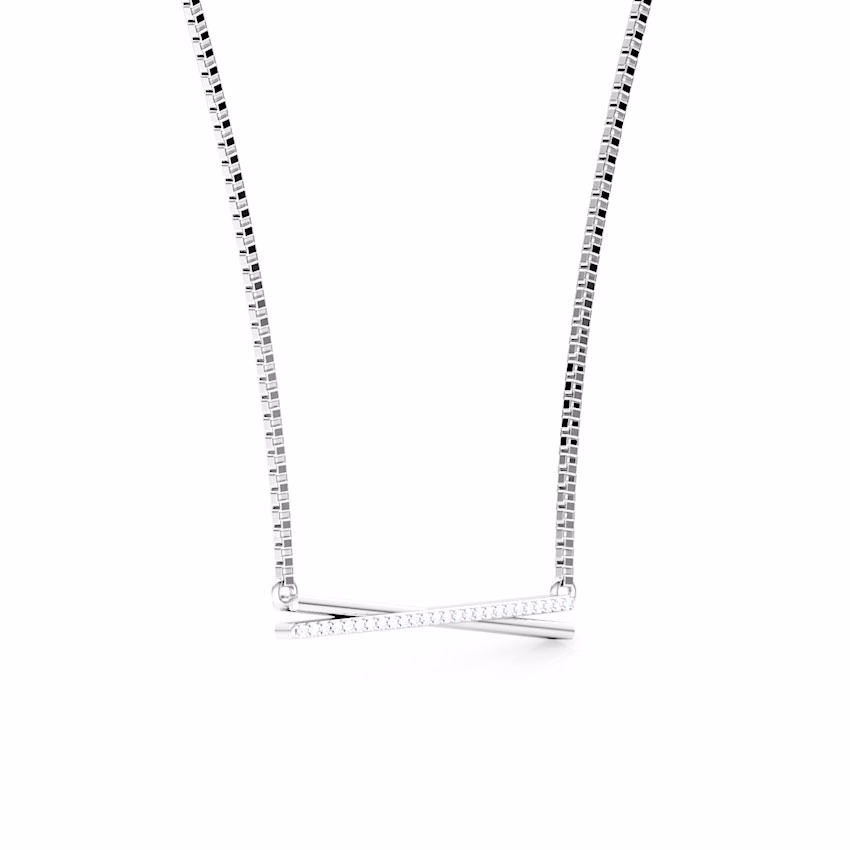 Diamond Necklaces 18 Karat White Gold Amore Bar Diamond Necklace