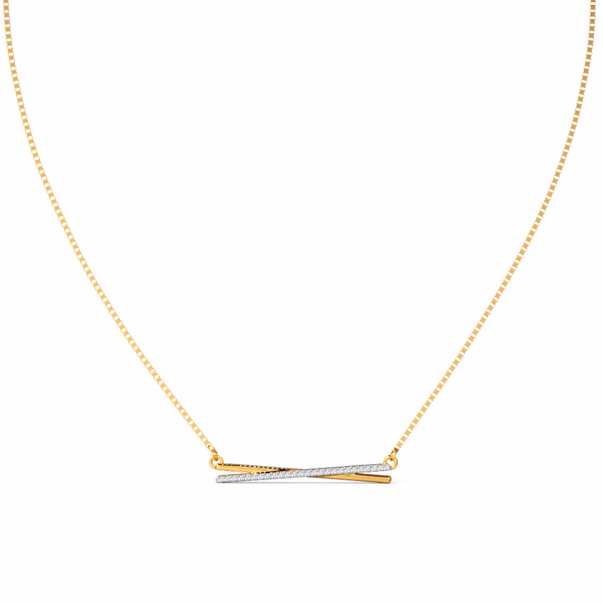 Diamond Necklaces 18 Karat Yellow Gold Amore Bar Diamond Necklace