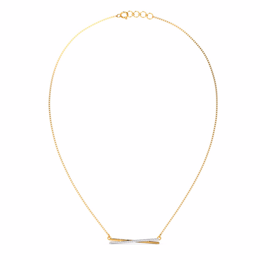 Diamond Necklaces 18 Karat Yellow Gold Amore Bar Diamond Necklace