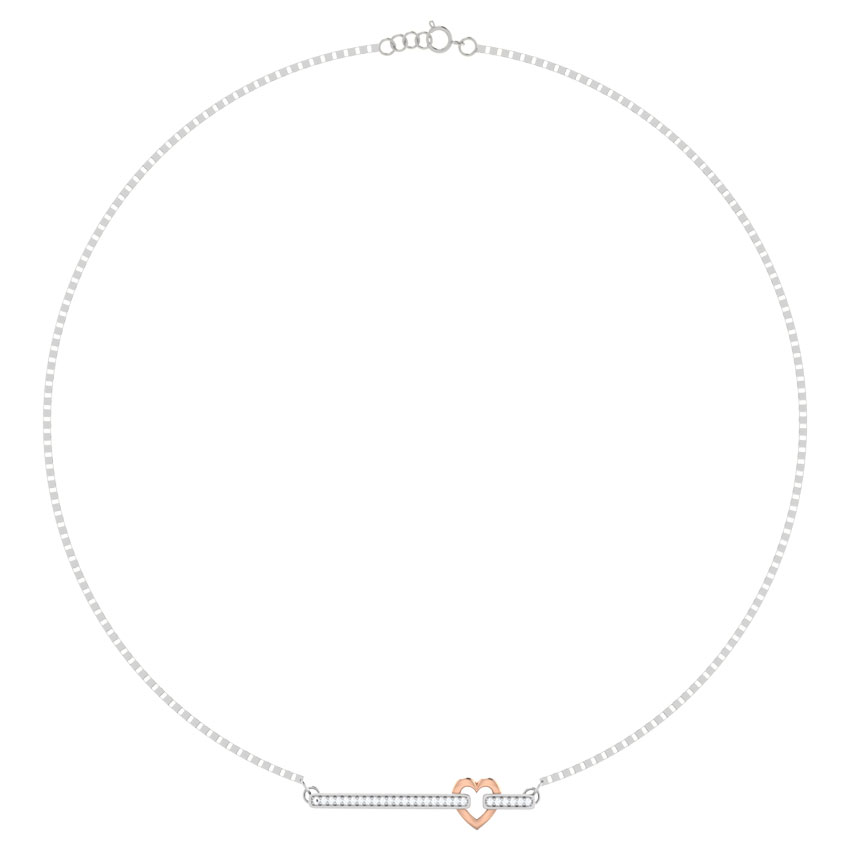 Rose Heart Diamond Bar Necklace
