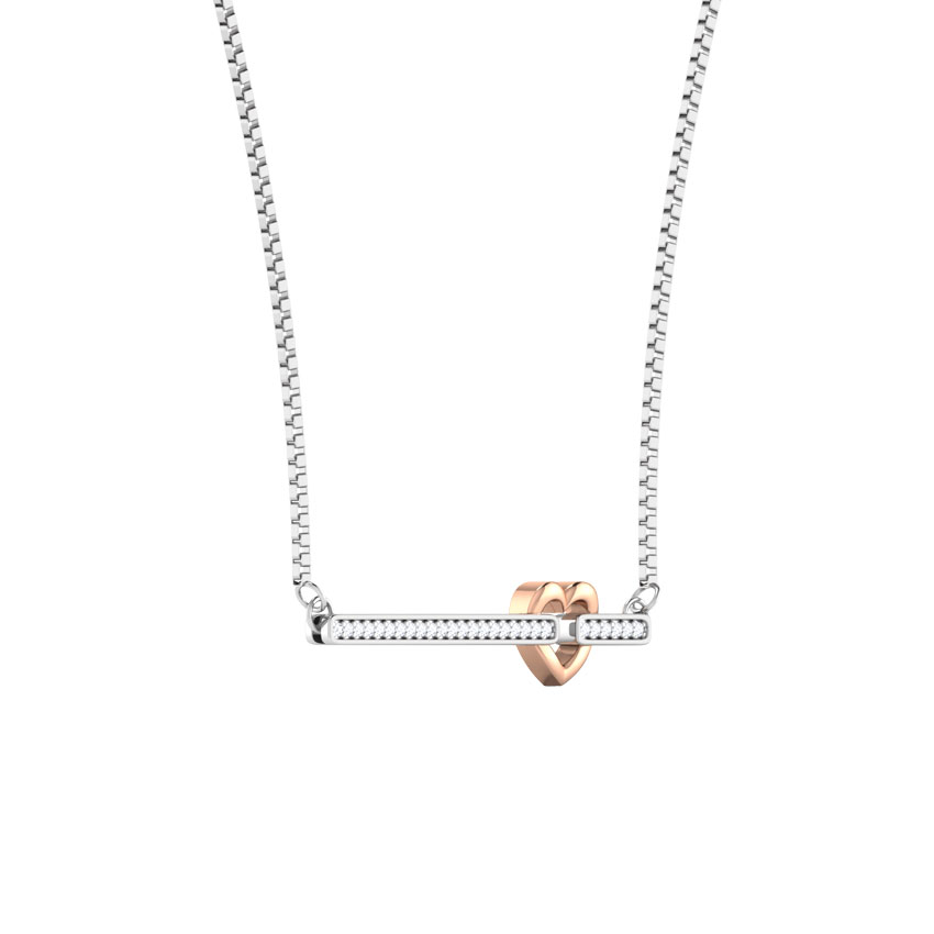 Rose Heart Diamond Bar Necklace