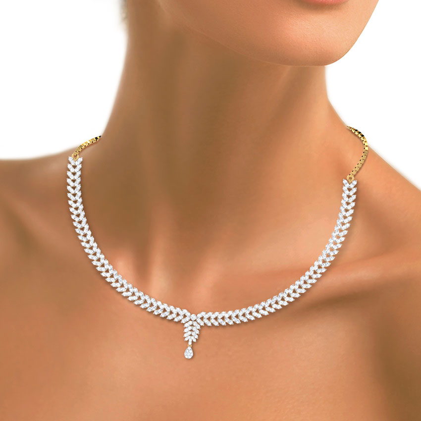 Theo Leaf Bunch Diamond Necklace