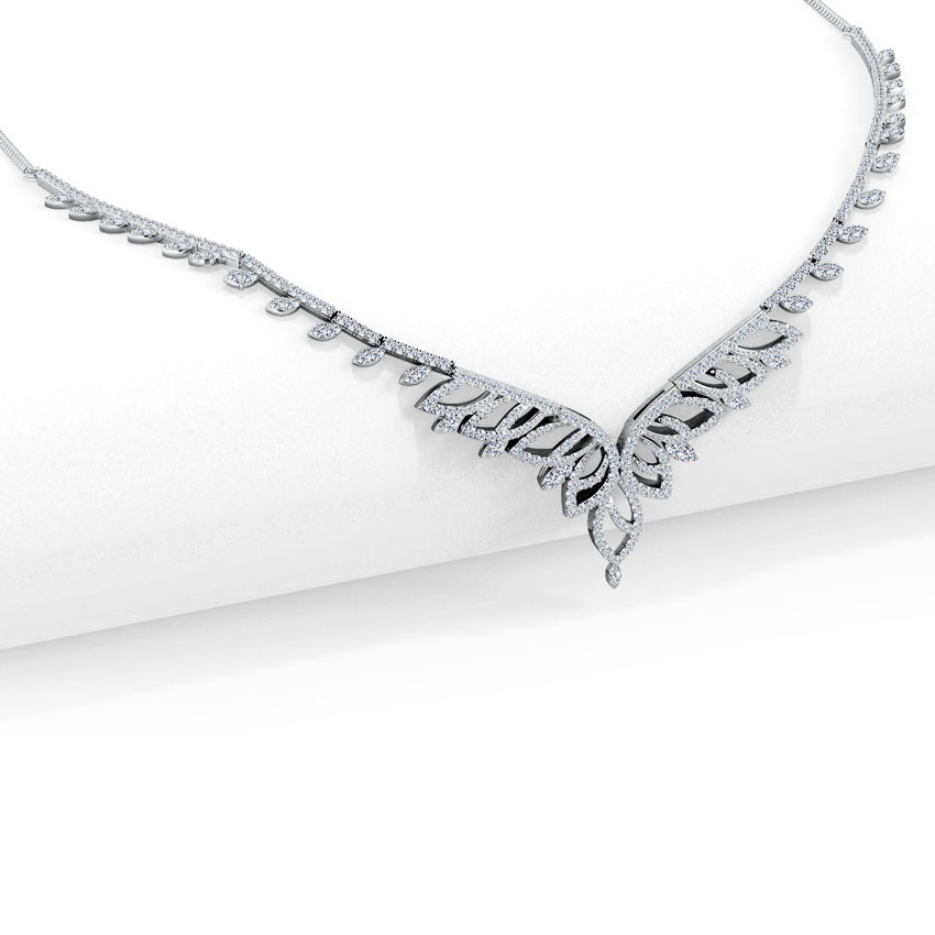 Border Leaf Diamond Necklace