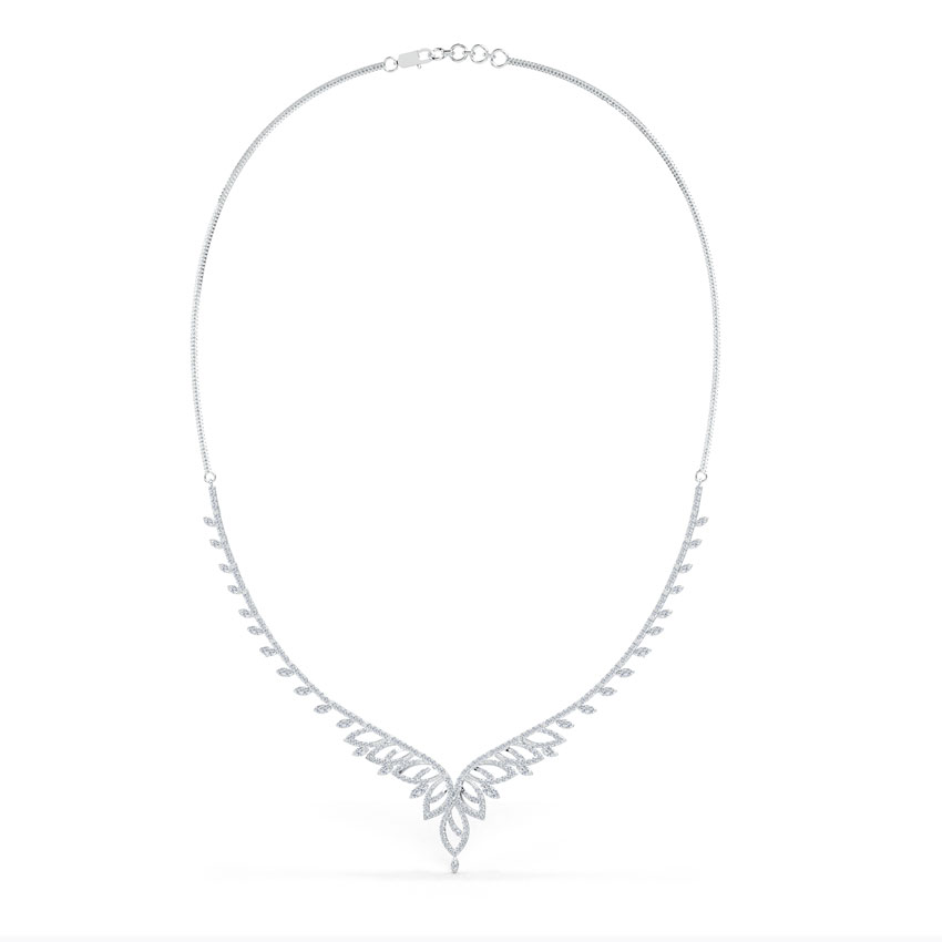 Border Leaf Diamond Necklace
