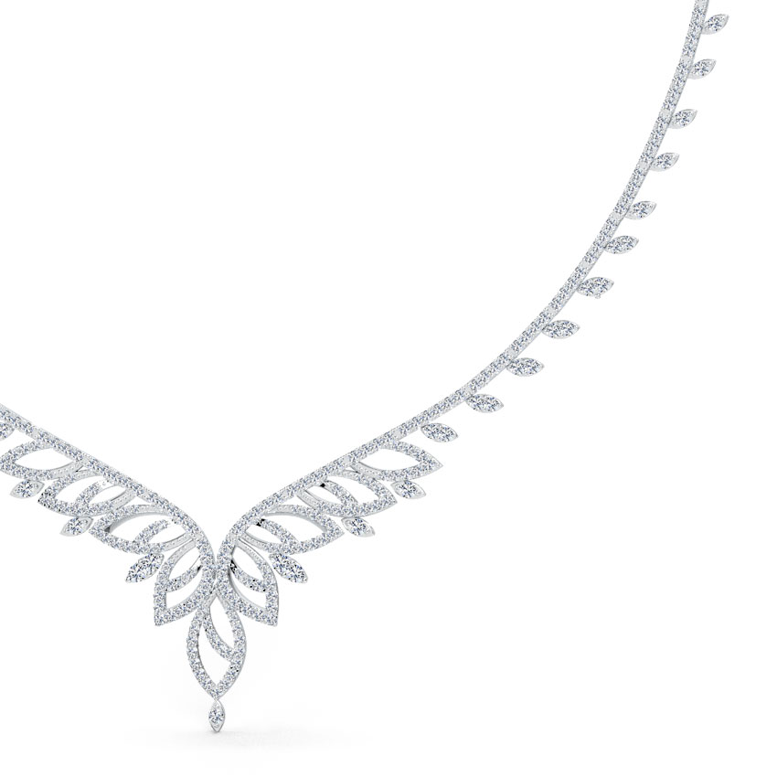 Border Leaf Diamond Necklace
