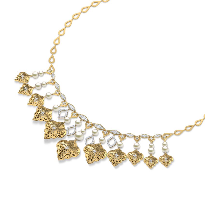 Diamond,Gemstone Necklaces 18 Karat Yellow Gold Felicia Charmer Pearl Necklace