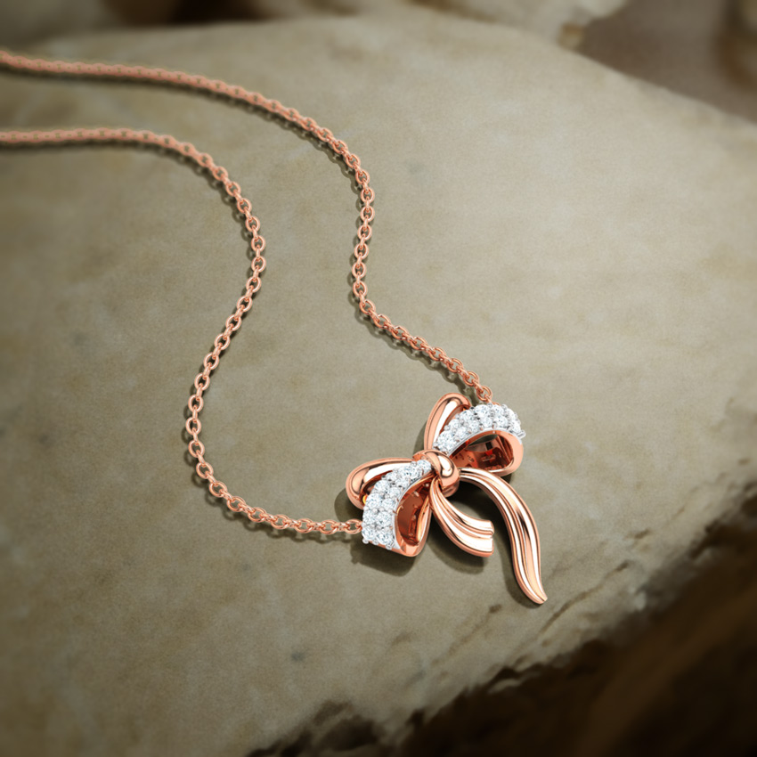 Cute Bow Diamond Necklace Cute Bow Diamond Necklace