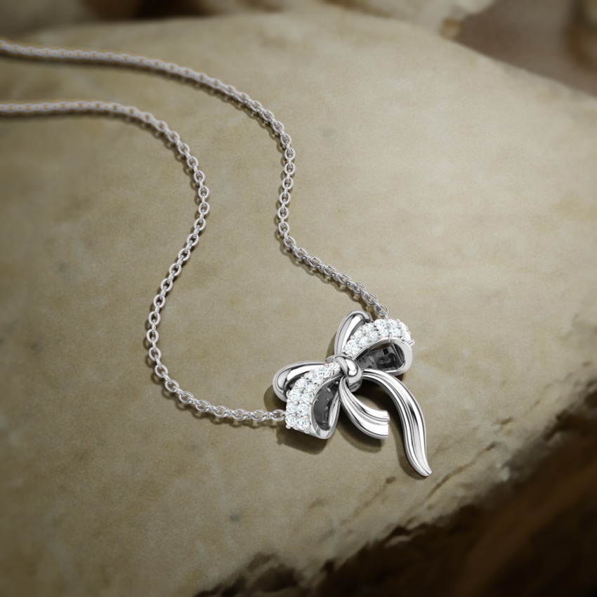 Cute Bow Diamond Necklace