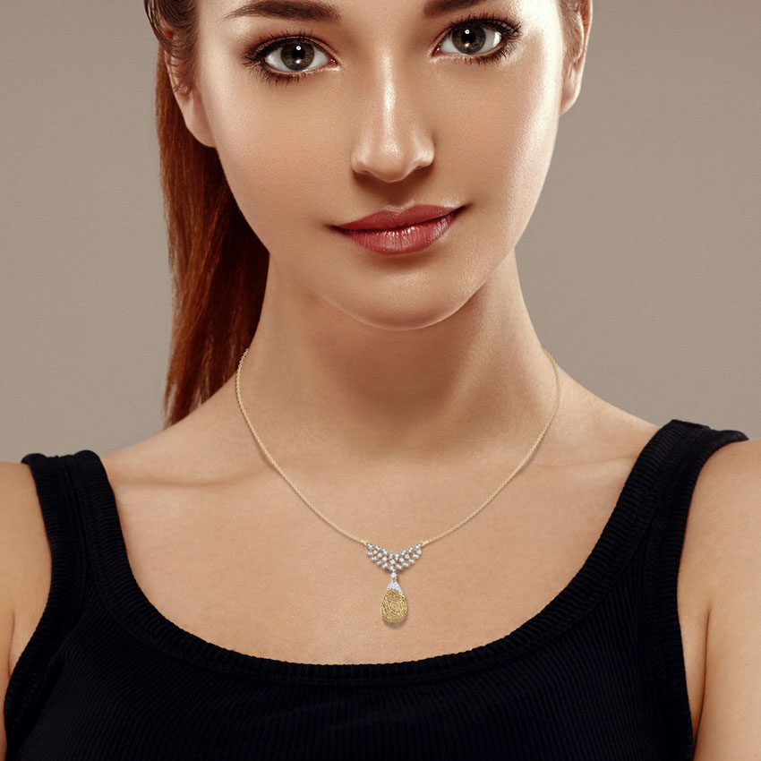 Lupine Wood Grain Diamond Necklace Lupine Wood Grain Diamond Necklace