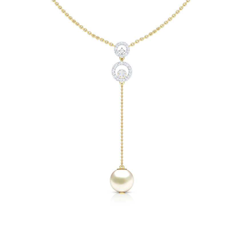 Diamond,Gemstone Necklaces 18 Karat Yellow Gold Y-Shape Pearl Necklace