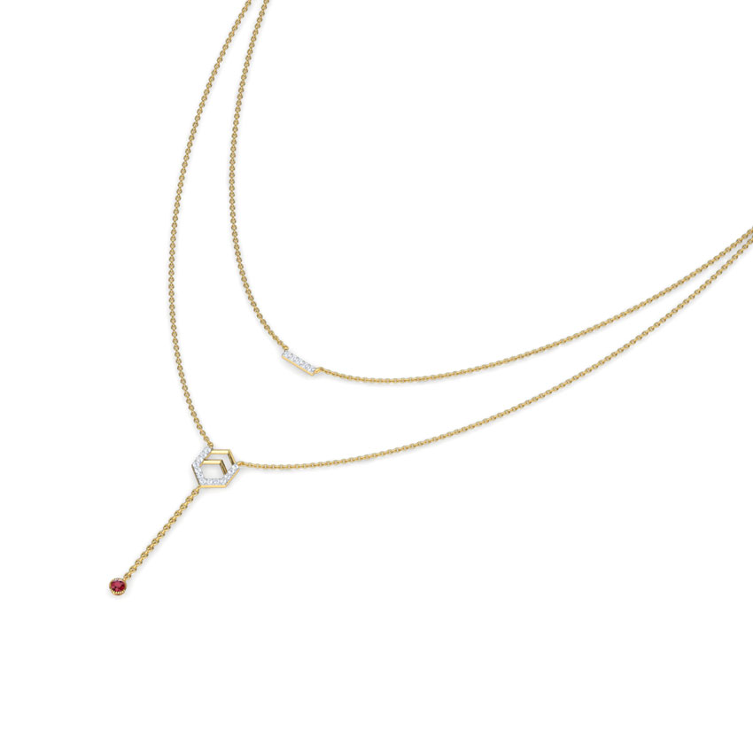 Hexa Bar Multi Layer Gemstone Necklace