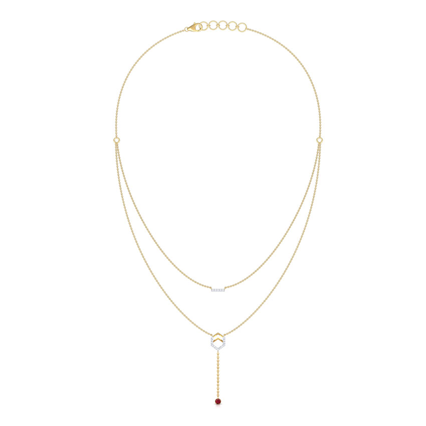 Hexa Bar Multi Layer Gemstone Necklace