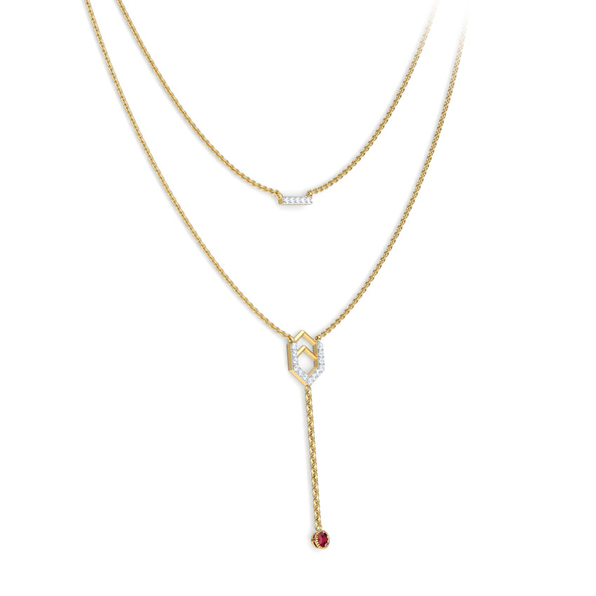 Hexa Bar Multi Layer Gemstone Necklace