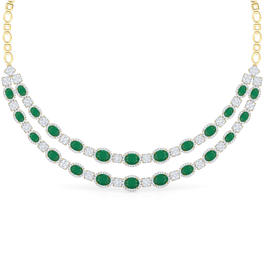 Quad and Oval Two Row Necklace