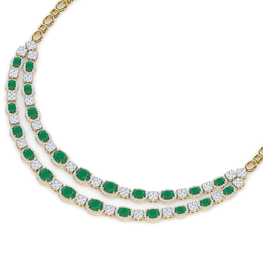 Quad and Oval Two Row Necklace