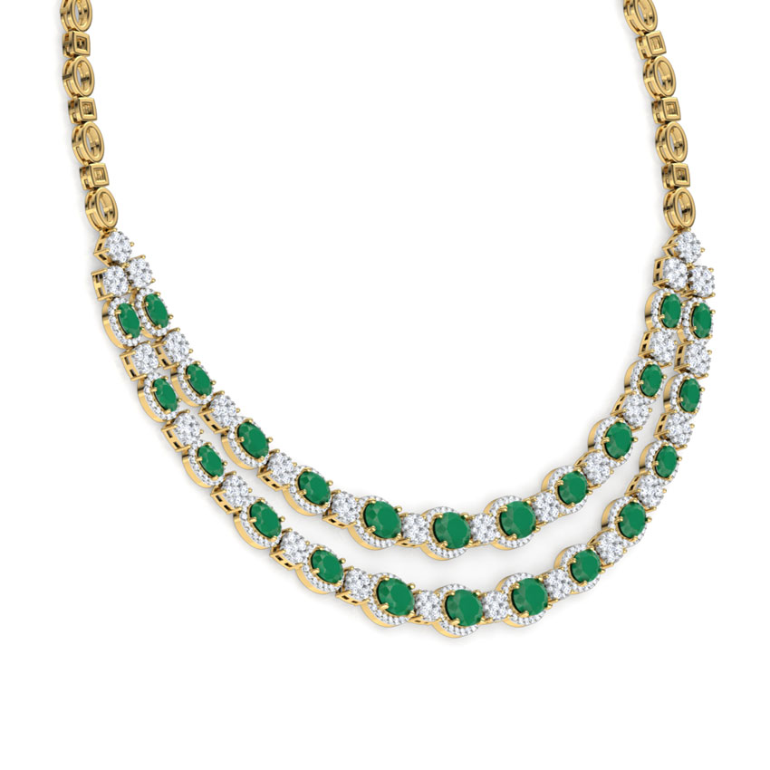 Quad and Oval Two Row Necklace