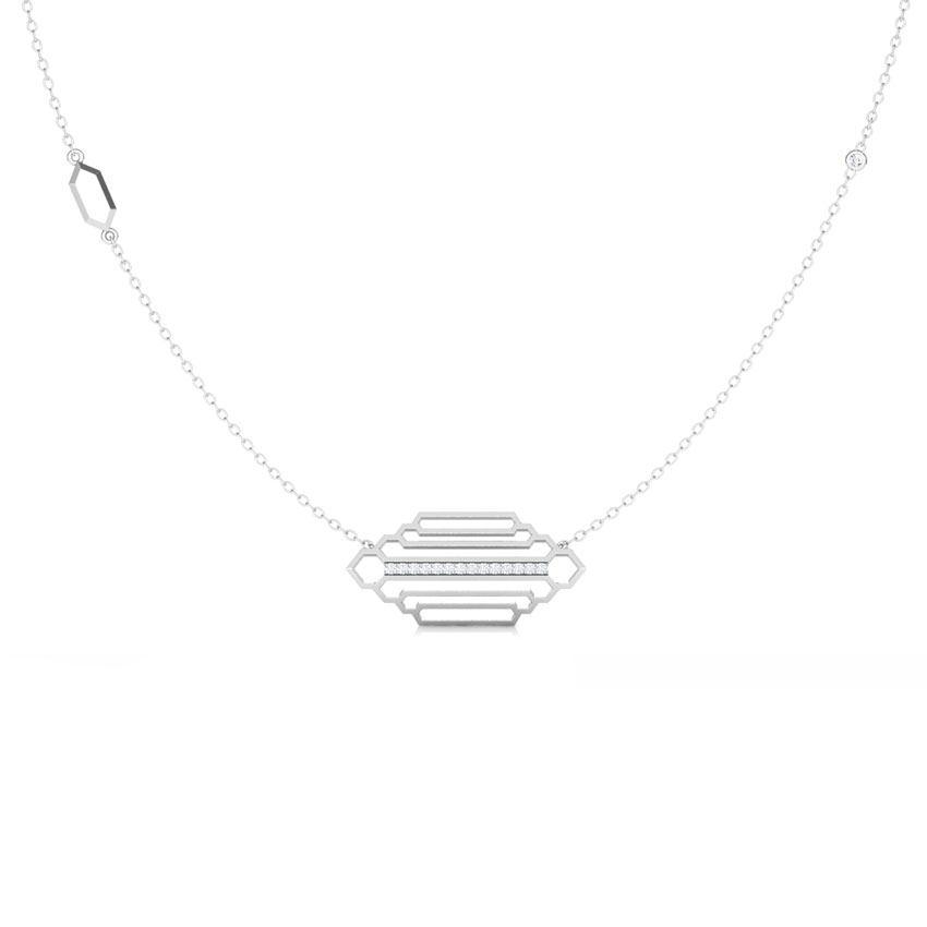 Diamond Necklaces 18 Karat White Gold Regal Stepped Diamond Necklace