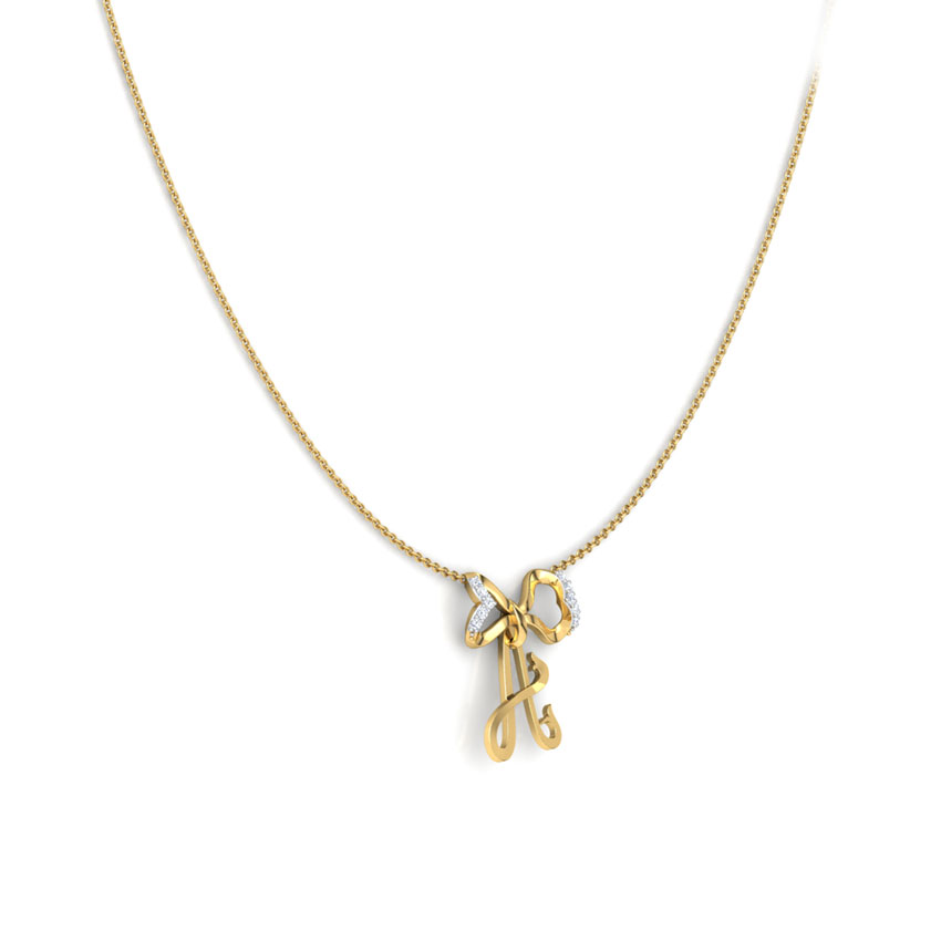 Alphabet A Bow Diamond Necklace Alphabet A Bow Diamond Necklace