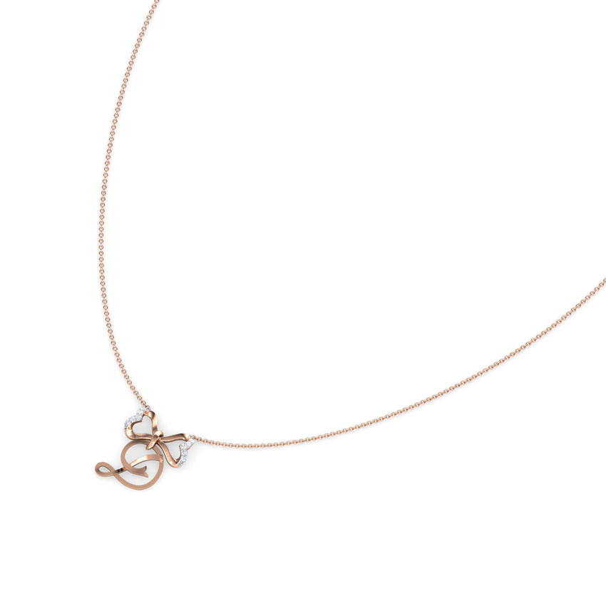 Alphabet D Bow Diamond Necklace