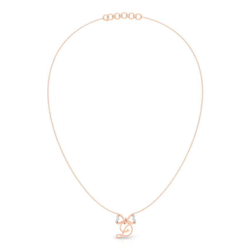 Alphabet D Bow Diamond Necklace