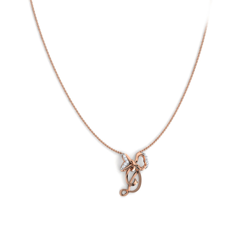 Alphabet D Bow Diamond Necklace