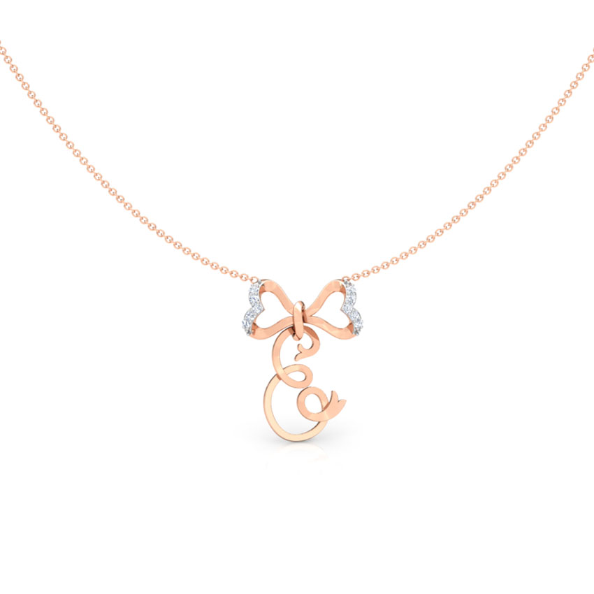 Alphabet E Bow Necklace