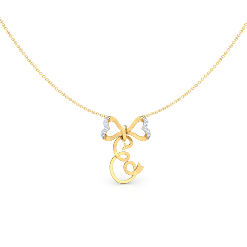 Alphabet E Bow Necklace