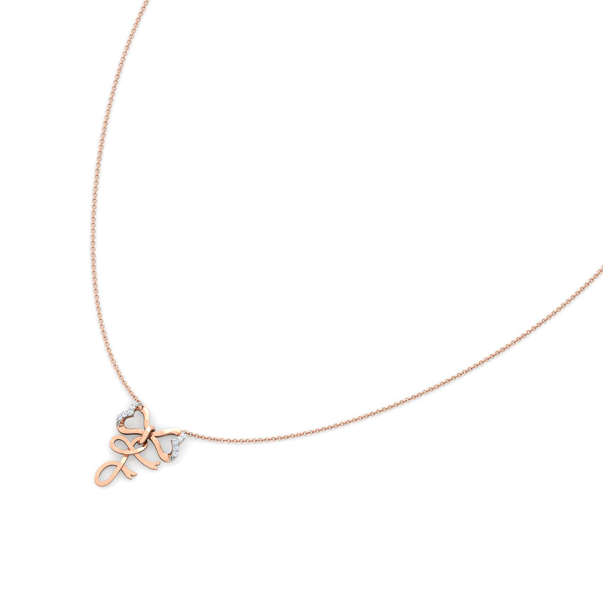 Alphabet F Bow Diamond Necklace