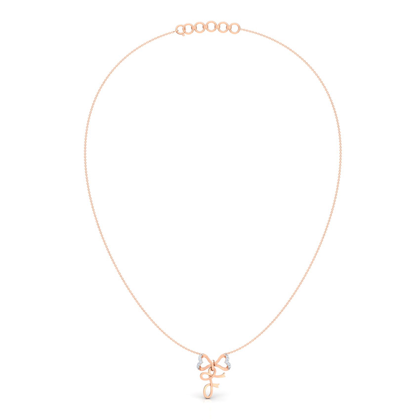 Alphabet F Bow Diamond Necklace