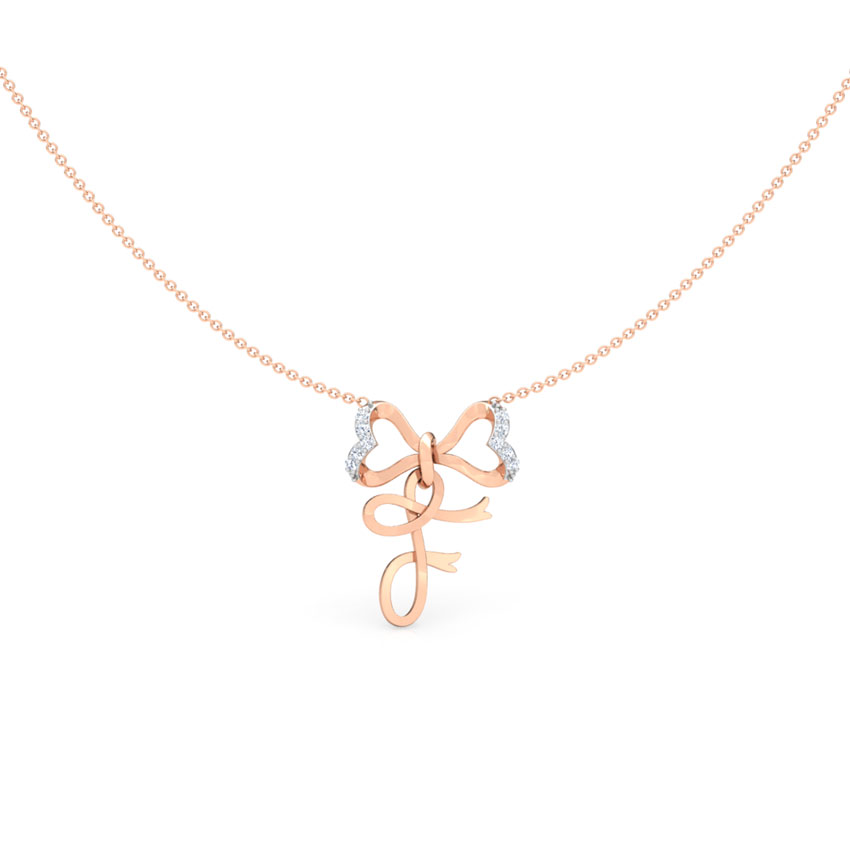 Alphabet F Bow Necklace