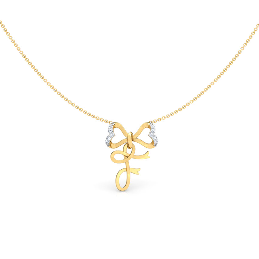 Alphabet F Bow Necklace