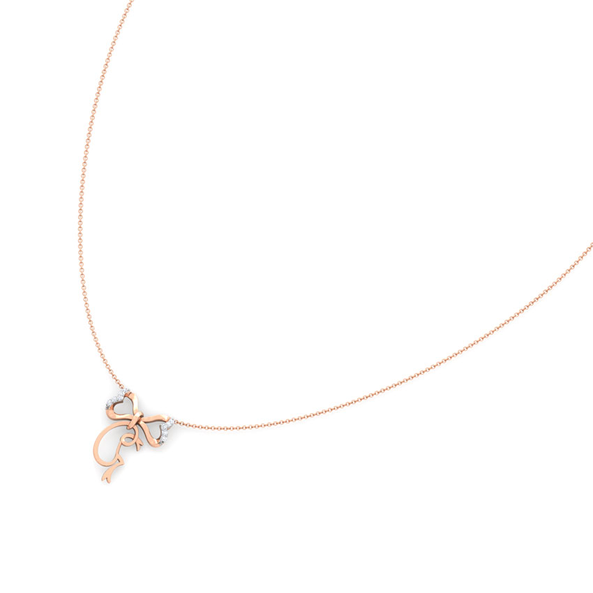 Alphabet G Bow Diamond Necklace