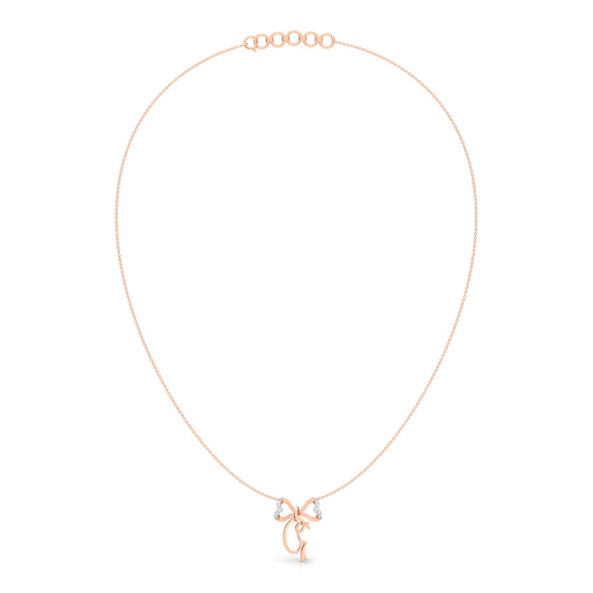Alphabet G Bow Diamond Necklace