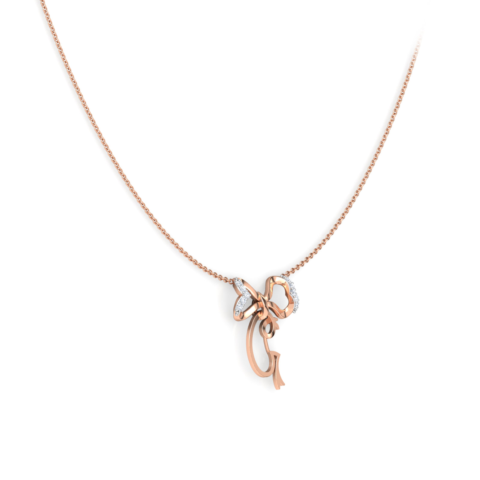 Alphabet G Bow Diamond Necklace