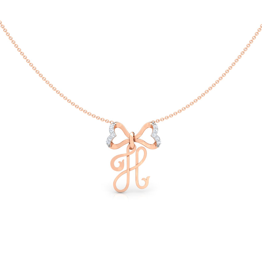 Alphabet H Bow Necklace