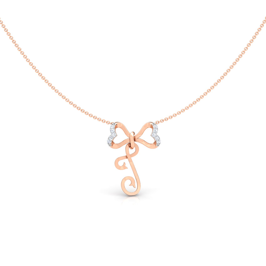Alphabet J Bow Diamond Necklace