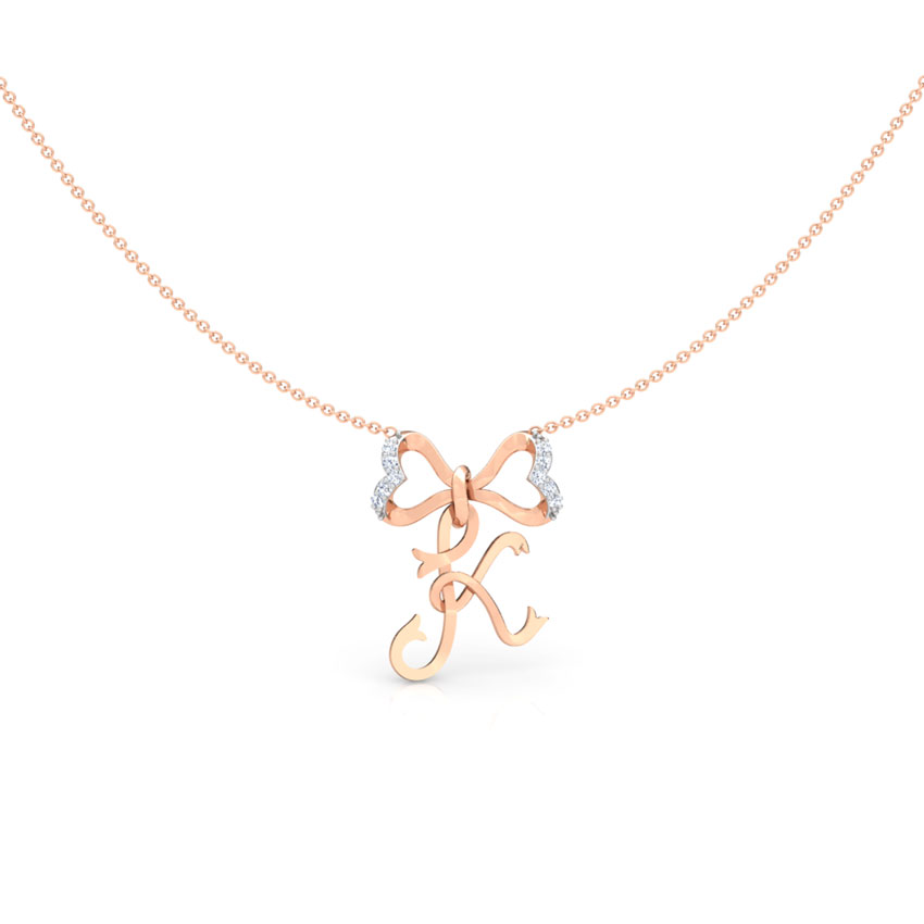 Alphabet K Bow Diamond Necklace
