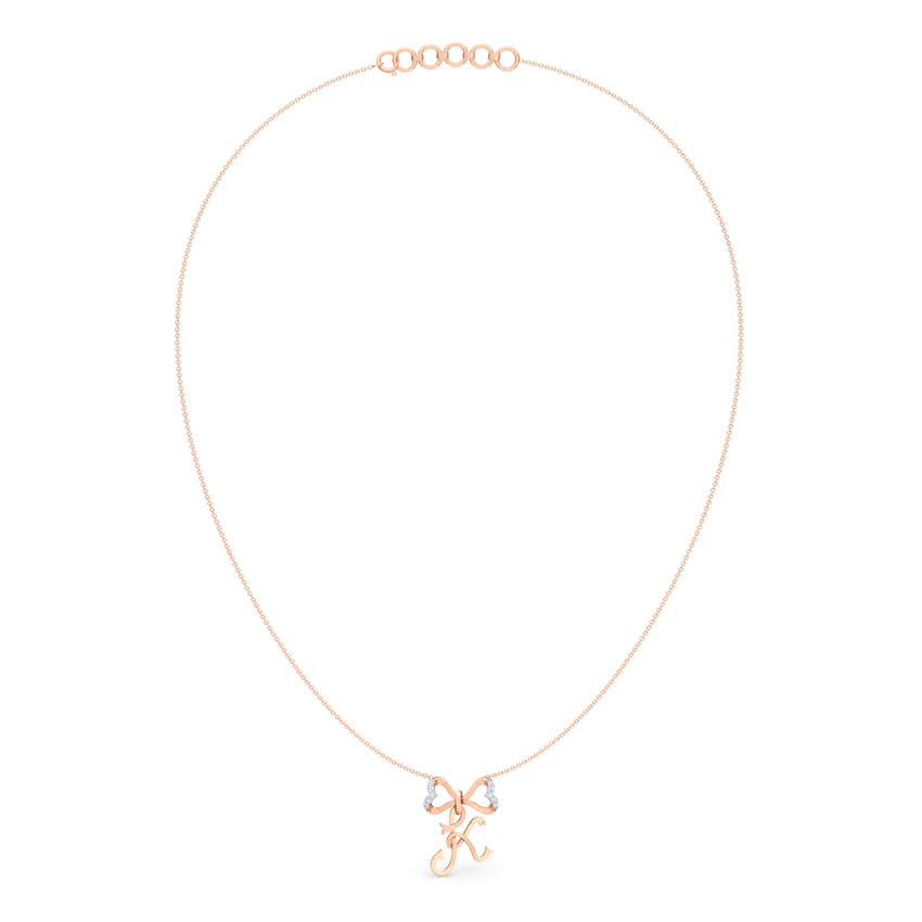 Alphabet K Bow Diamond Necklace Alphabet K Bow Diamond Necklace
