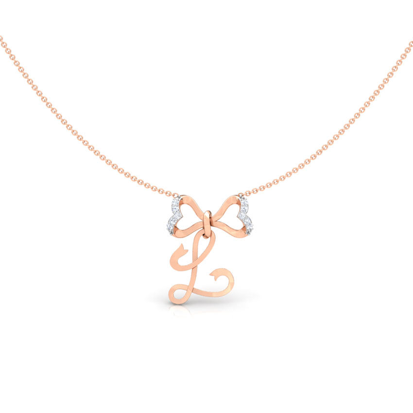 Alphabet L Bow Necklace