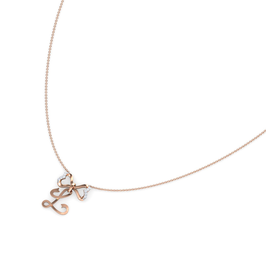 Alphabet L Bow Diamond Necklace Alphabet L Bow Diamond Necklace