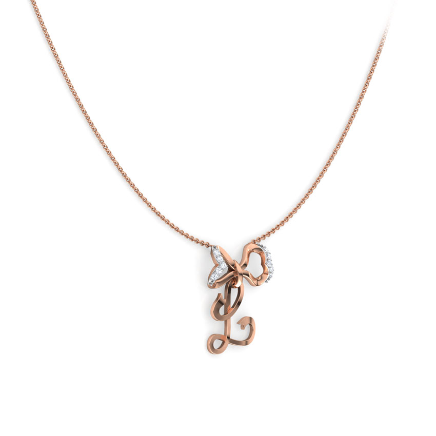 Alphabet L Bow Diamond Necklace Alphabet L Bow Diamond Necklace