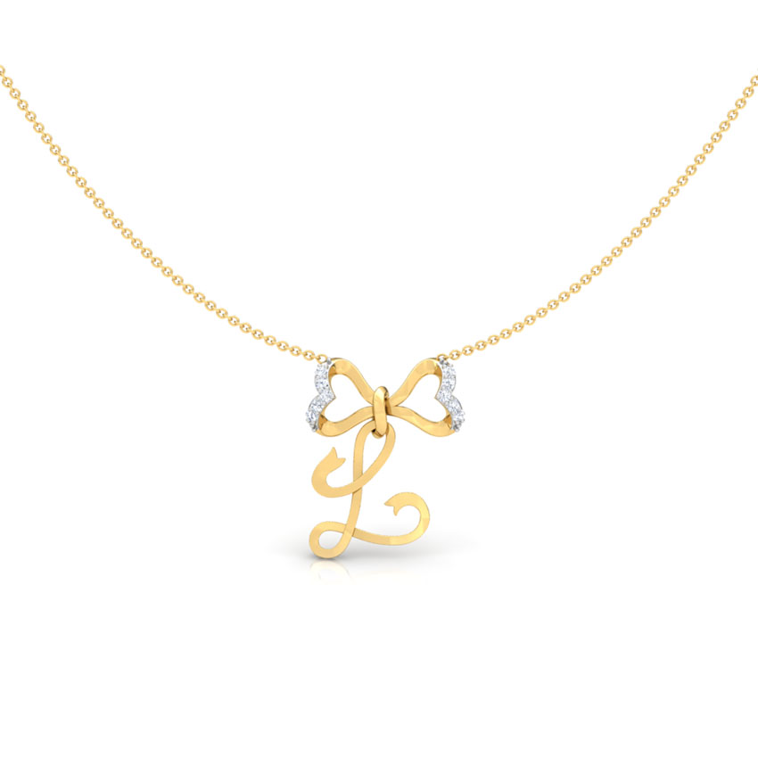 Alphabet L Bow Necklace